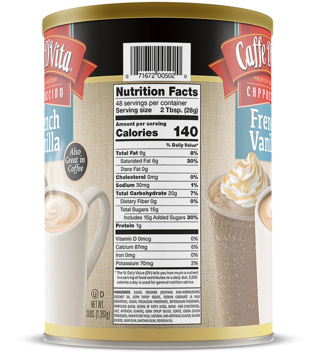 Caffe D'Vita French Vanilla Cappuccino - Can (3 lb)