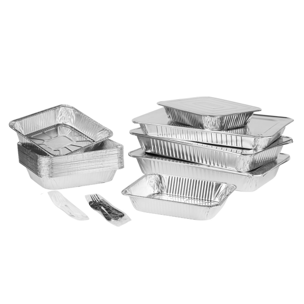 [100 ct] Aluminum Foil Steam Table Pan Lids, Half Size