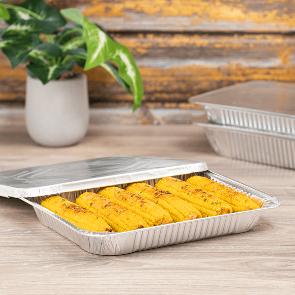 [100 ct] Half Size Heavy-Duty Aluminum Foil Steam Table Pan, Shallow Depth