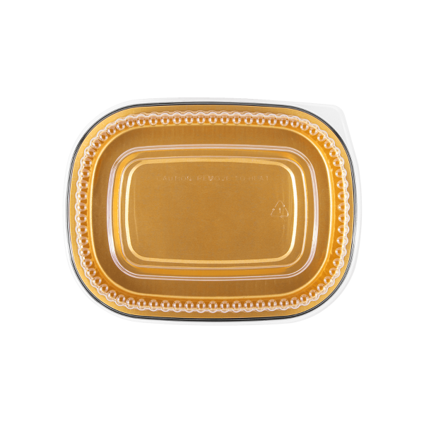 [100 sets] 24 oz Black and Gold Aluminum Pans with PET Dome Lids