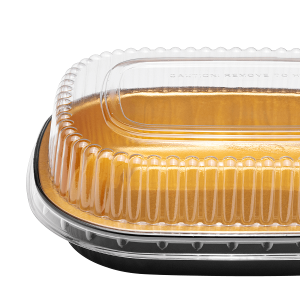 [100 sets] 24 oz Black and Gold Aluminum Pans with PET Dome Lids