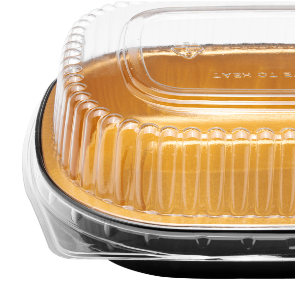[100 sets] 24 oz Black and Gold Aluminum Pans with PET Dome Lids