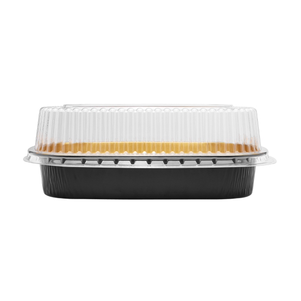 [50 sets] 48 oz Black and Gold Aluminum Pans with PET Dome Lids