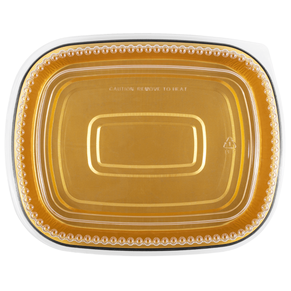 [50 sets] 72 oz Black and Gold Aluminum Pans with PET Dome Lids