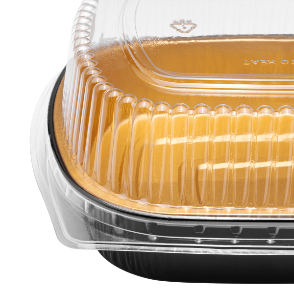 [50 sets] 72 oz Black and Gold Aluminum Pans with PET Dome Lids