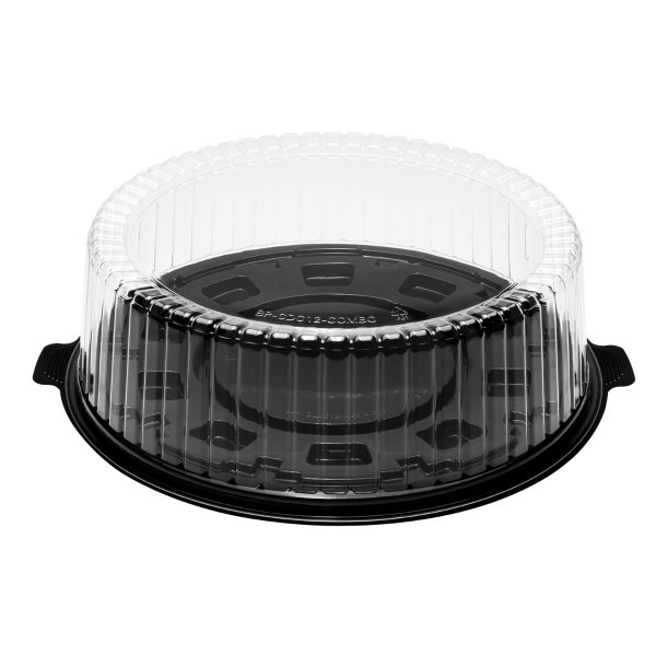 [50 sets] 12" PET Cake Display Containers with Clear Dome Lid
