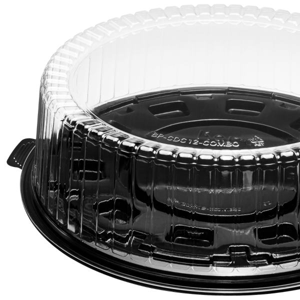 [50 sets] 12" PET Cake Display Containers with Clear Dome Lid
