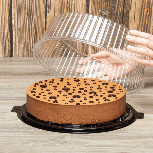 [50 sets] 12" PET Cake Display Containers with Clear Dome Lid