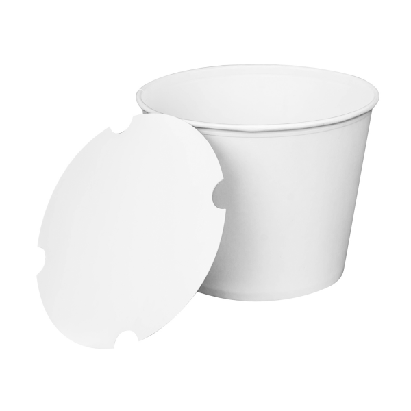 [150 sets] 130 oz Paper Food Buckets with Lids | 215 mm