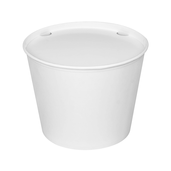 [150 sets] 130 oz Paper Food Buckets with Lids | 215 mm
