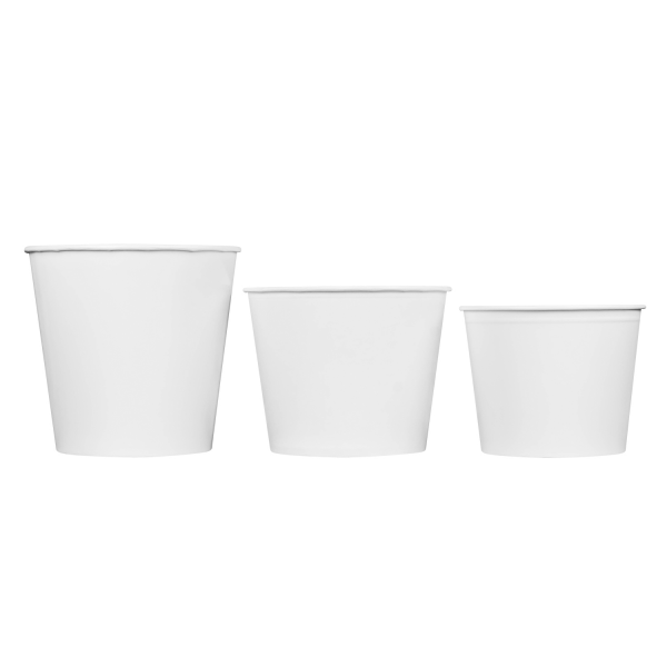 [150 sets] 130 oz Paper Food Buckets with Lids | 215 mm