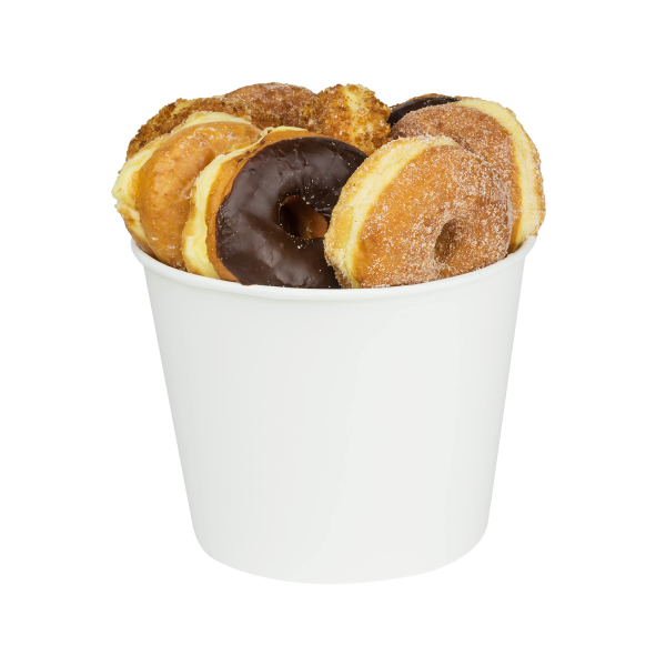 [150 sets] 130 oz Paper Food Buckets with Lids | 215 mm