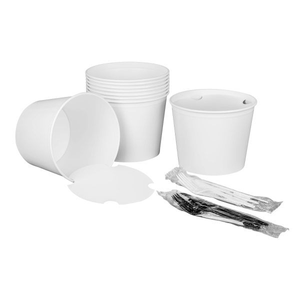 [180 sets] 85 oz Paper Food Buckets with Lids | 189 mm