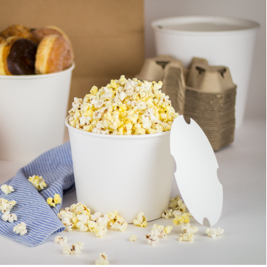 [180 sets] 85 oz Paper Food Buckets with Lids | 189 mm