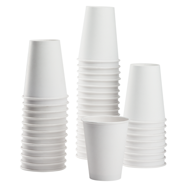 [1,000 ct] 8 oz Paper Coffee Cups | White | 80 mm