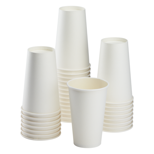 [1,000 ct] 16 oz Paper Coffee Cups | White | 90 mm