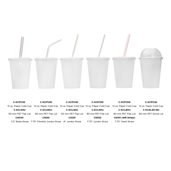 [1,000 ct] 12 oz Paper Cold Cups | 90 mm | White