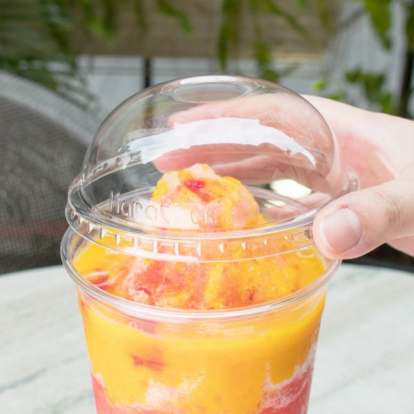 [500 ct] 32 oz Plastic Dome Cup Lids | PET | 107 mm