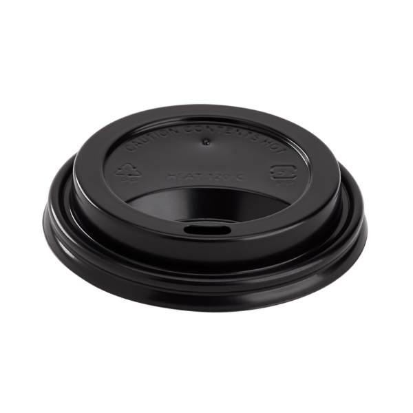 [1,000 ct] 8 oz Paper Coffee Cup Lids | 80 mm | PP | Black
