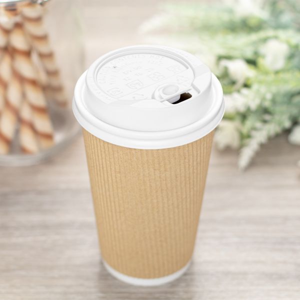 [1,000 ct] 10-24 oz Paper Coffee Cup Lids | 90 mm | White | Flip-Top