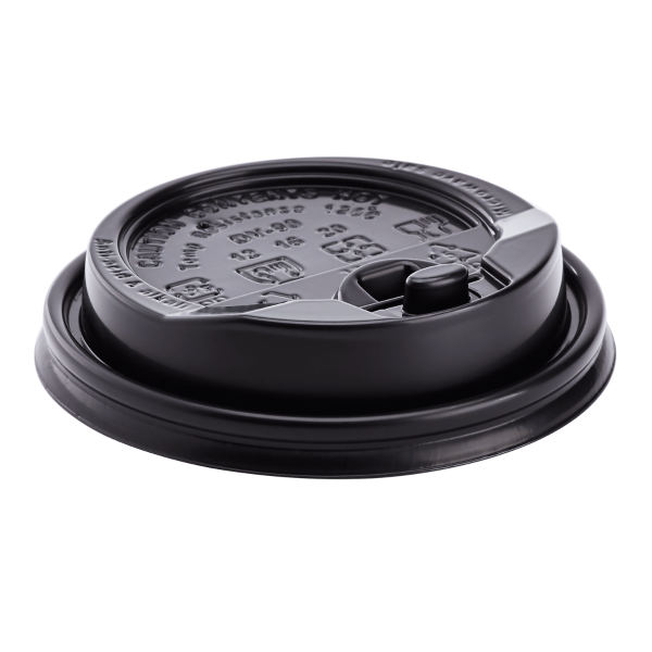 [1,000 ct] 10-24 oz Paper Coffee Cup Lids | 90 mm | Black | Flip-Top