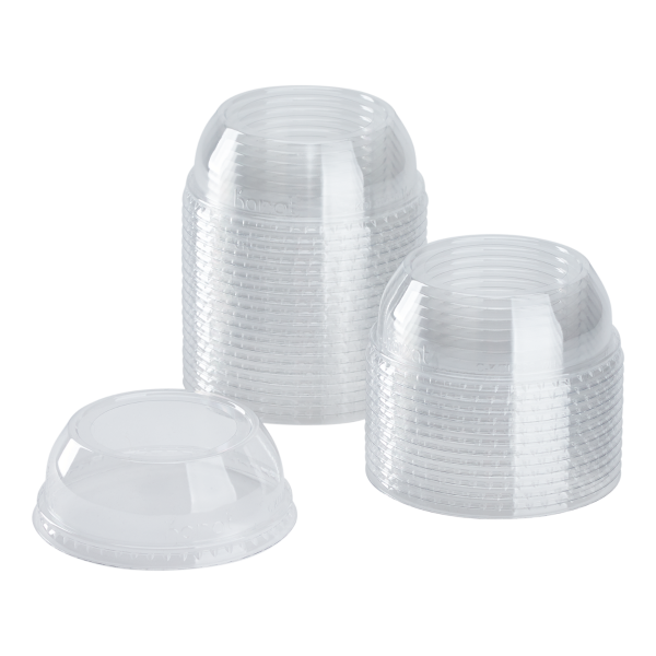 [1,000 ct] Plastic Dome Cup Lids | PET | Wide Opening | 98 mm