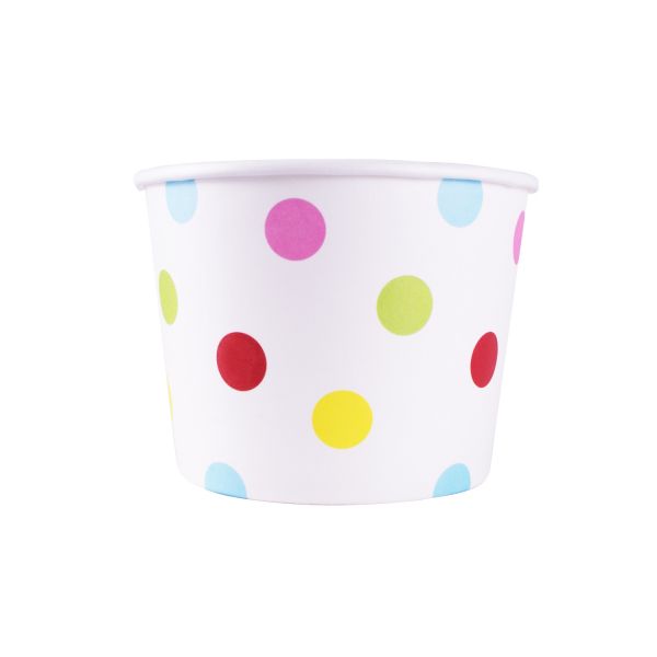 [1,000 ct] 12 oz Paper Food Containers | 100 mm | Dots Print
