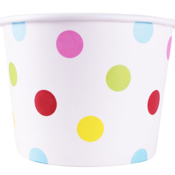[1,000 ct] 12 oz Paper Food Containers | 100 mm | Dots Print