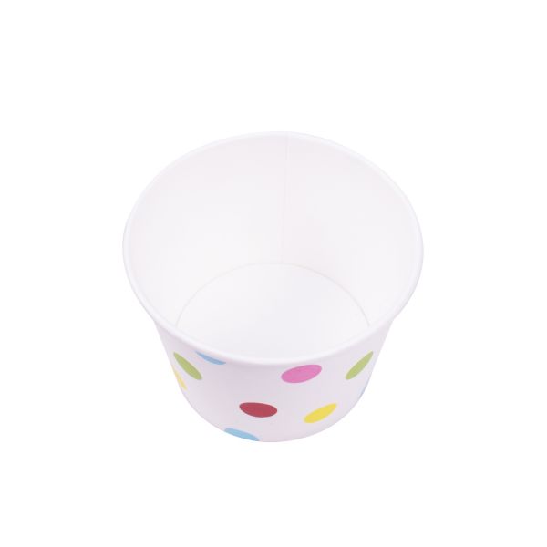 [1,000 ct] 12 oz Paper Food Containers | 100 mm | Dots Print