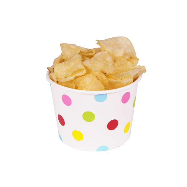 [1,000 ct] 12 oz Paper Food Containers | 100 mm | Dots Print