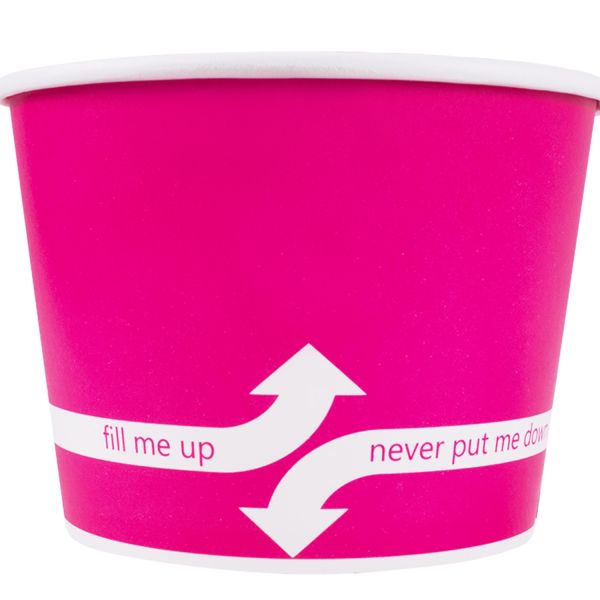 [1,000 ct] 12 oz Paper Food Containers | 100 mm | Pink