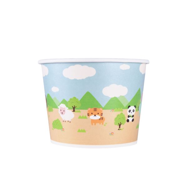 [1,000 ct] 12 oz Paper Food Containers | 100 mm | Safari Print