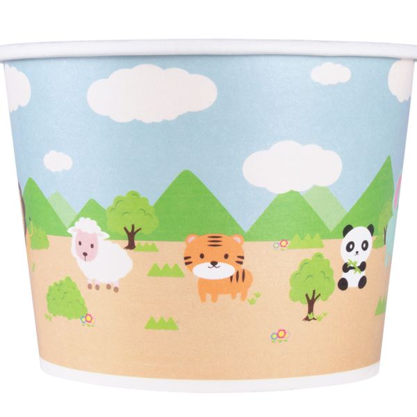 [1,000 ct] 12 oz Paper Food Containers | 100 mm | Safari Print