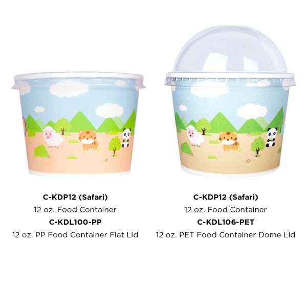 [1,000 ct] 12 oz Paper Food Containers | 100 mm | Safari Print