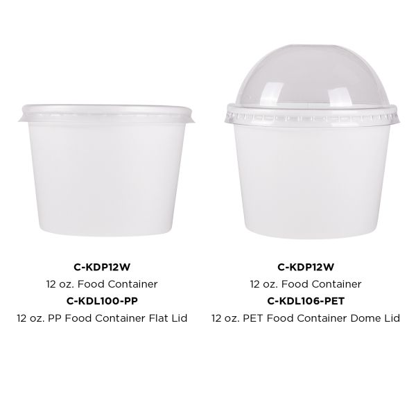 [1,000 ct] 12 oz Paper Food Containers | 100 mm | White