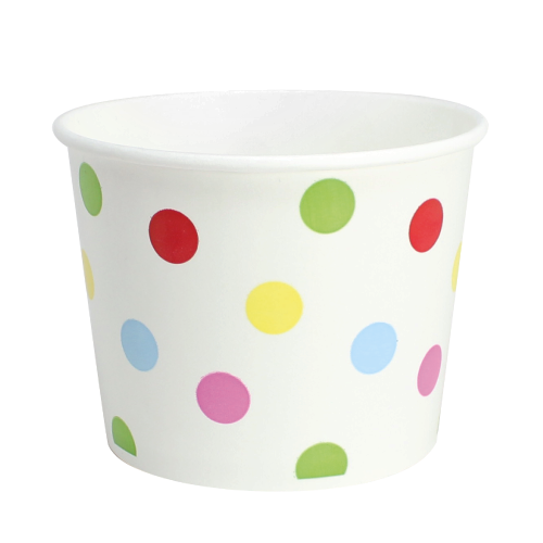 [1,000 ct] 16 oz Paper Food Containers | 112 mm | Dots Print