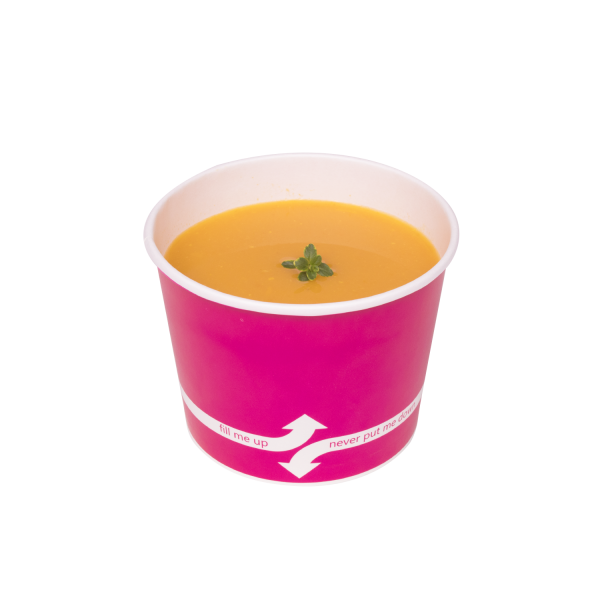 [1,000 ct] 16 oz Paper Food Containers | 112 mm | Pink
