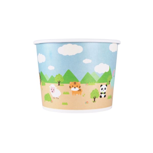 [1,000 ct] 16 oz Paper Food Containers | 112 mm | Safari Print