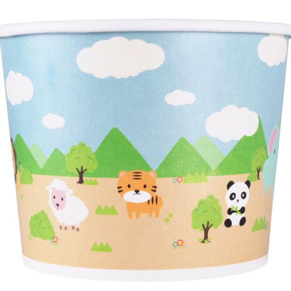 [1,000 ct] 16 oz Paper Food Containers | 112 mm | Safari Print