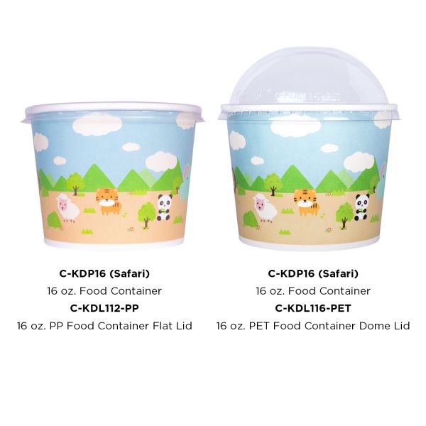 [1,000 ct] 16 oz Paper Food Containers | 112 mm | Safari Print