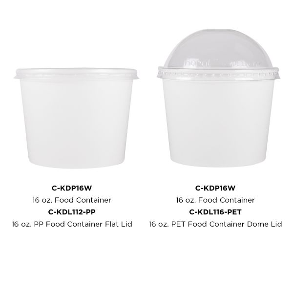 [1,000 ct] 16 oz Paper Food Containers | 112 mm | White