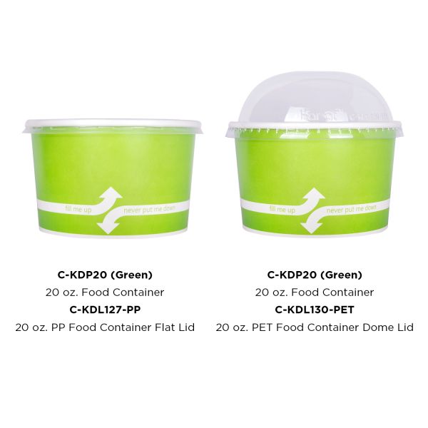 [600 ct] 20 oz Paper Food Containers | 127 mm | Green
