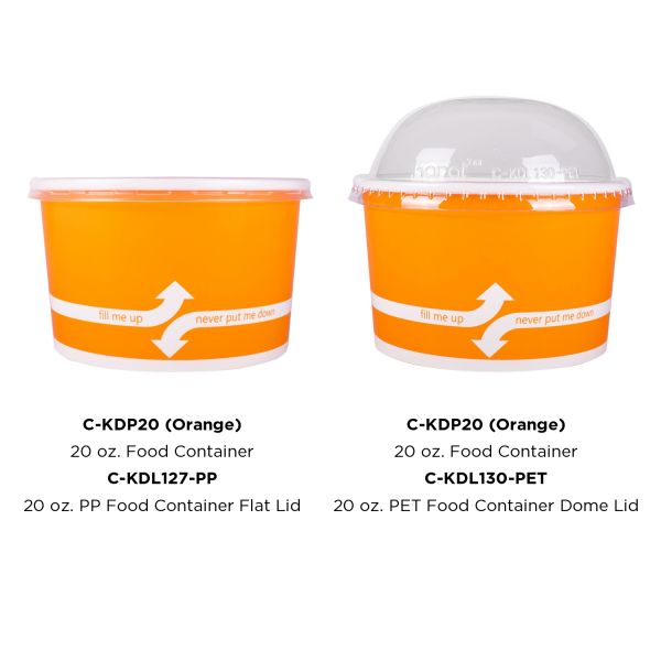 [600 ct] 20 oz Paper Food Containers | 127 mm | Orange