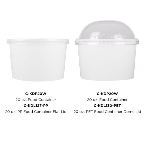 [600 ct] 20 oz Paper Food Containers | 127 mm | White