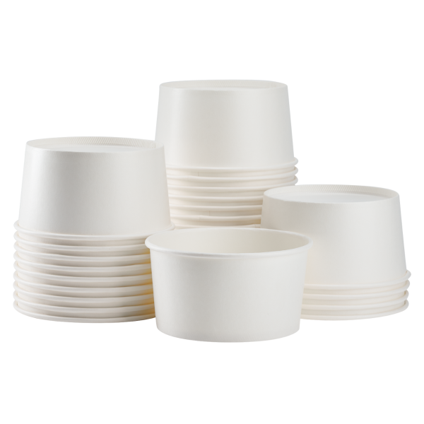 [600 ct] 24 oz Paper Food Containers | 142 mm | White