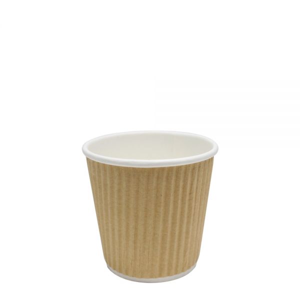 [1000 ct] 4 oz Paper Coffee Cups | Ripple | 62 mm | Kraft