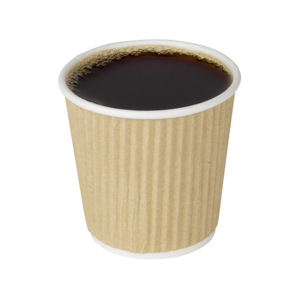 [1000 ct] 4 oz Paper Coffee Cups | Ripple | 62 mm | Kraft