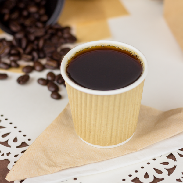[1000 ct] 4 oz Paper Coffee Cups | Ripple | 62 mm | Kraft