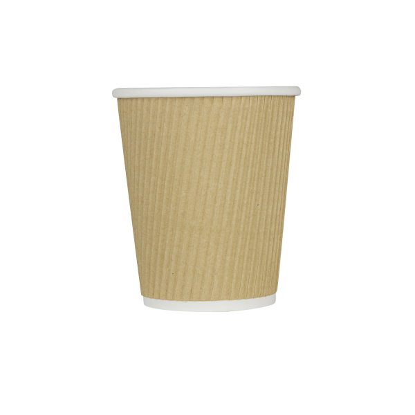 [500 ct] 8 oz Paper Coffee Cups | Ripple | 80 mm | Kraft