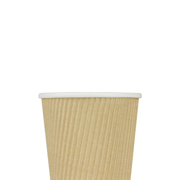 [500 ct] 8 oz Paper Coffee Cups | Ripple | 80 mm | Kraft